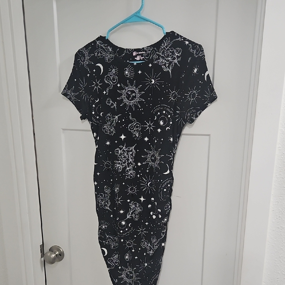 No Boundaries Black Starry Night Midi Dress